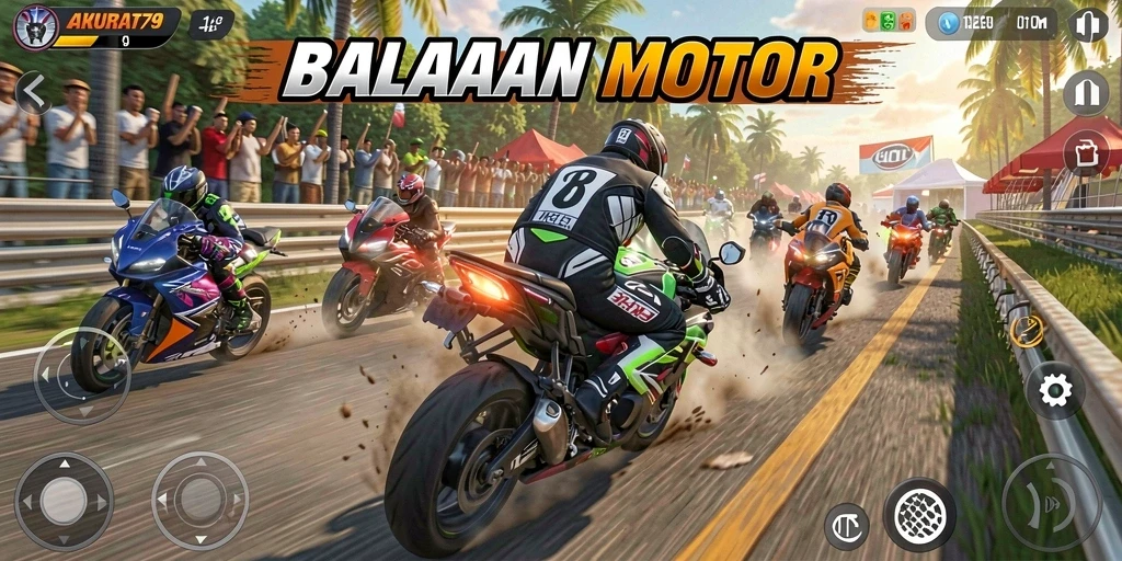 Tampilan gameplay seru balapan motor di AKURAT79.