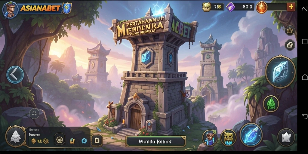 Tampilan gameplay ASIANABET yang menegangkan dalam mode Tower Defense.