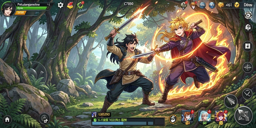 Tampilan gameplay menarik dari C7890 dengan karakter anime ikonik.
