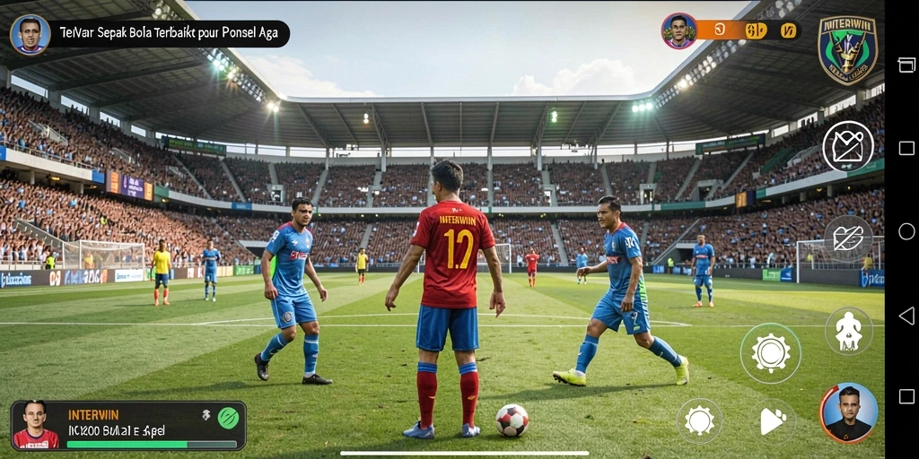Tampilan gameplay yang mendebarkan dalam permainan sepak bola INTERWIN.