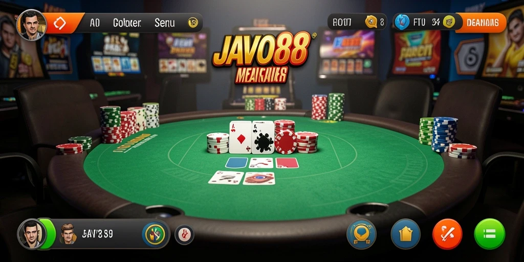 Screenshot gameplay JAVO88 yang menunjukkan keseruan bermain Poker.
