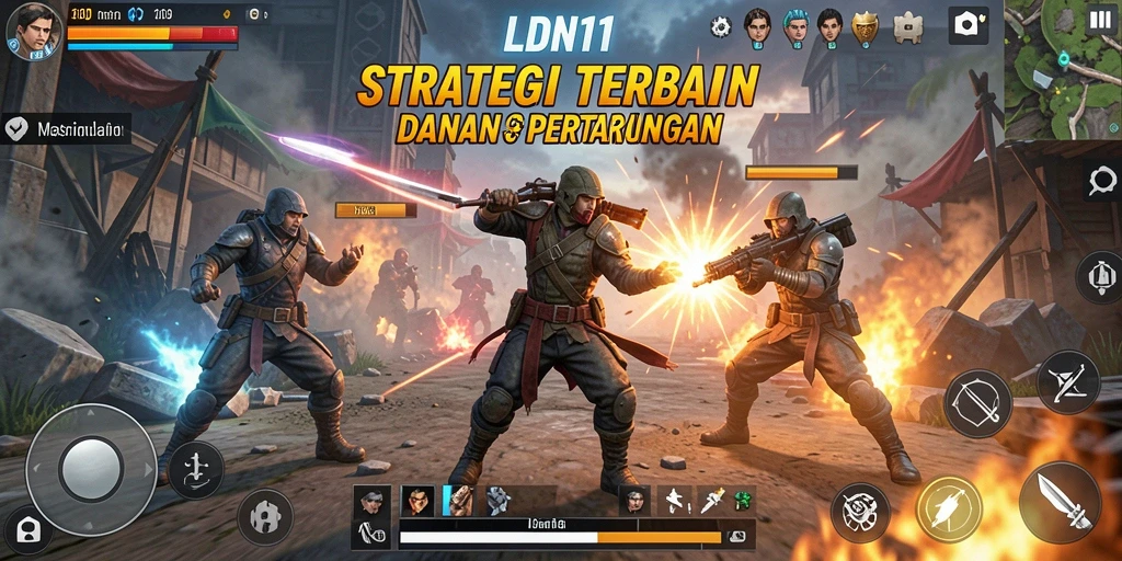 Screenshot gameplay LDN11 menampilkan pertarungan strategis yang seru.