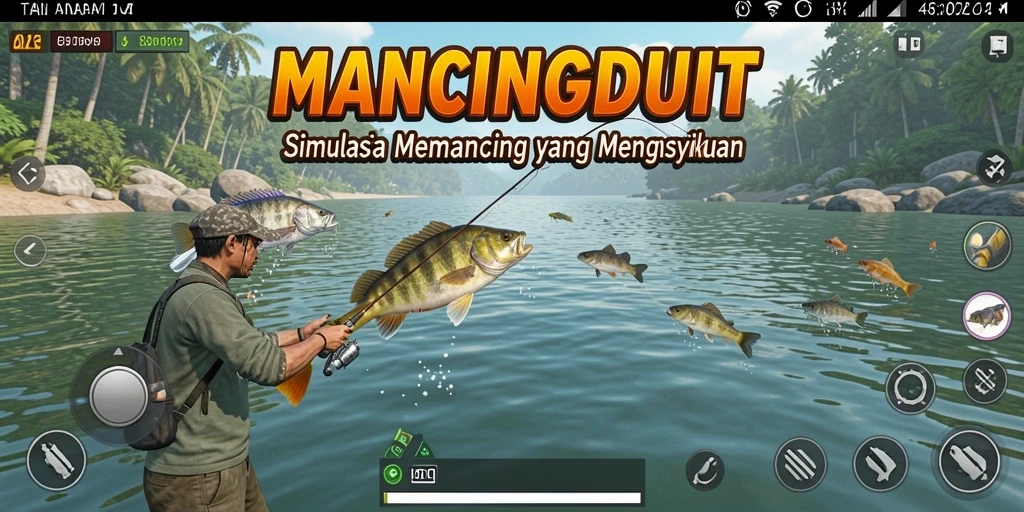 Gameplay MANCINGDUIT menunjukkan pengalaman memancing yang realistis dan seru.