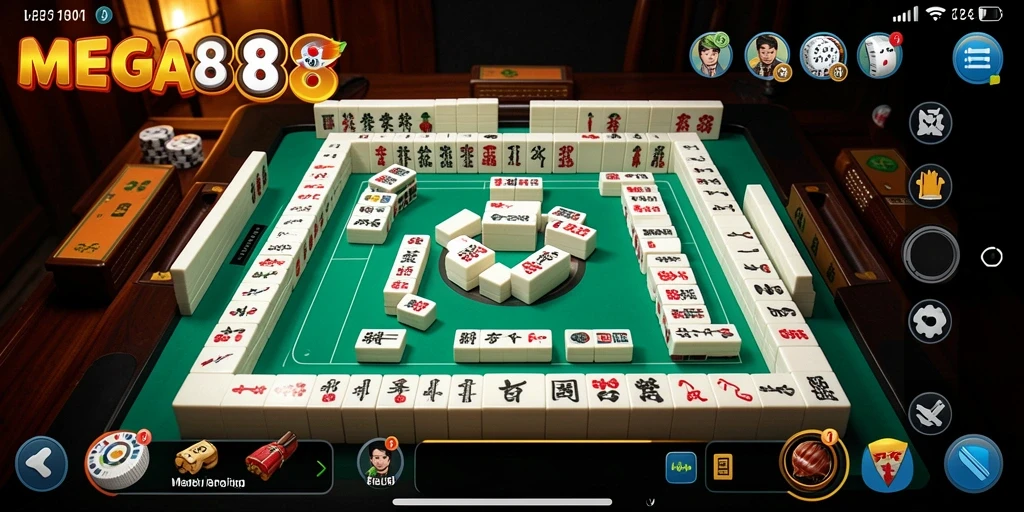 Screenshot MEGA888 menampilkan pengalaman bermain Mahjong yang menyenangkan.