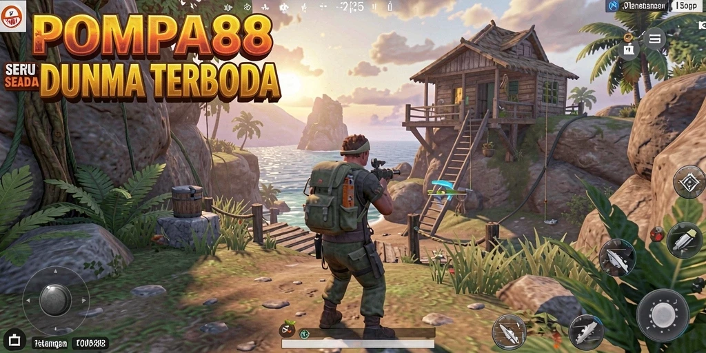 Screenshot POMPA88 menunjukkan eksplorasi di dunia terbuka yang luas.
