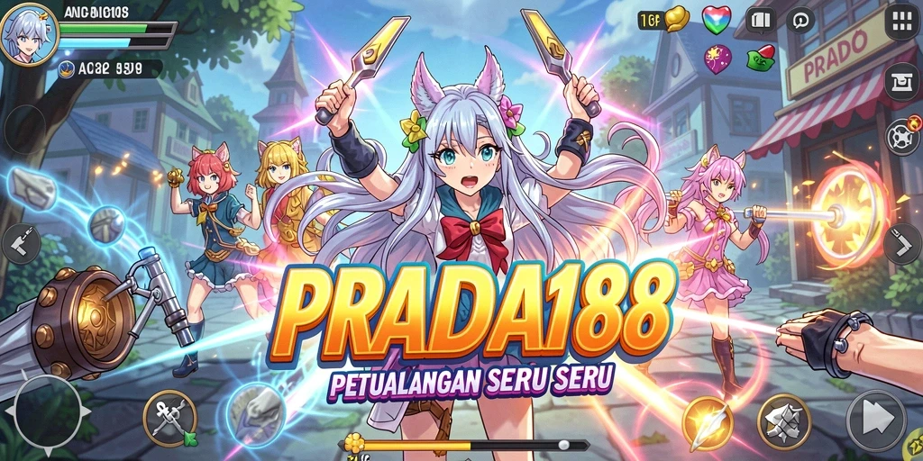 Screenshot utama PRADA188 menampilkan aksi seru karakter anime.