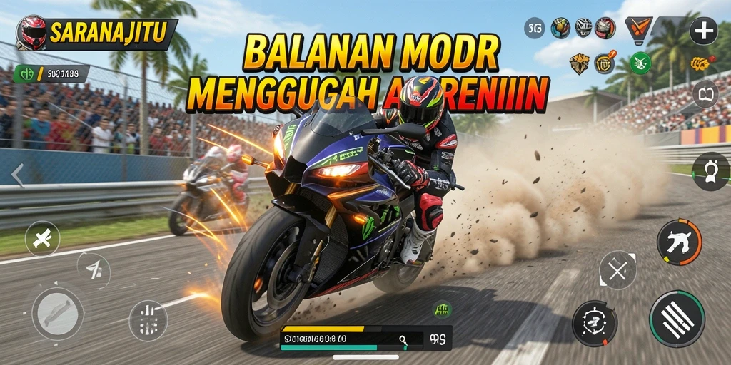 Tampilan seru gameplay balapan motor di SARANAJITU.