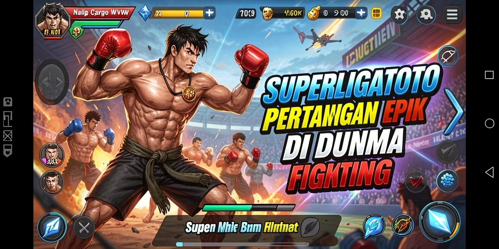 Tampilan gameplay SUPERLIGATOTO dengan aksi pertarungan yang mendebarkan.