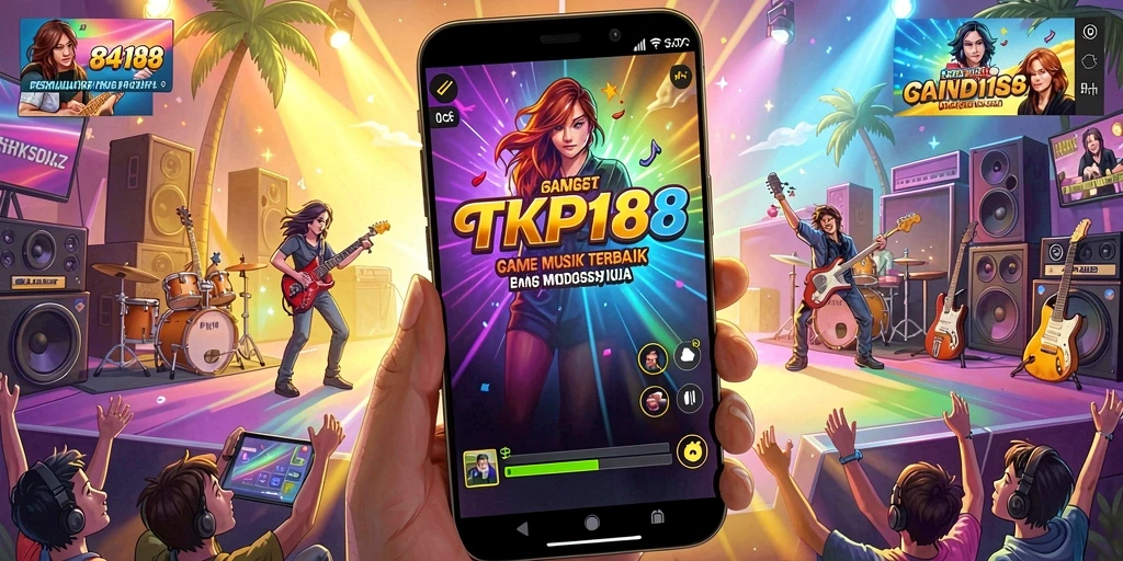 Screenshot gameplay TKP188 menampilkan pemain sedang memainkan alat musik dengan antarmuka menarik.