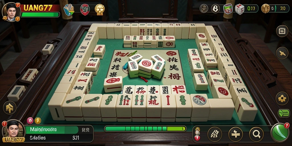 Screenshot UANG77 menampilkan gameplay seru Mahjong.